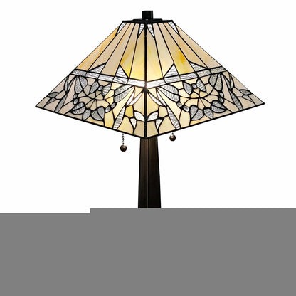 22" Dark Brown Metal Two Light Candlestick Table Lamp With White Shade