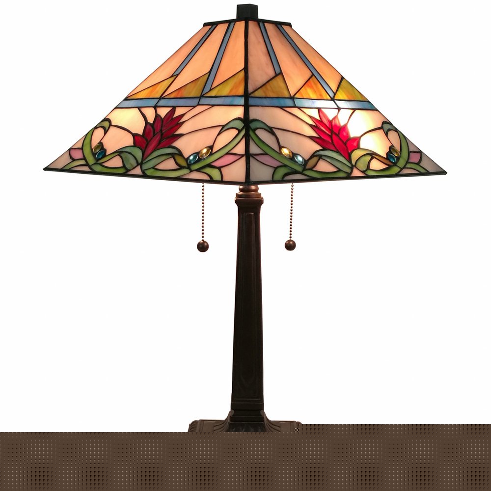 22" Dark Brown Metal Two Light Candlestick Table Lamp With White Empire Shade
