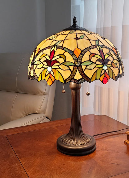 23" Dark Brown Metal Two Light Candlestick Table Lamp With White Shade