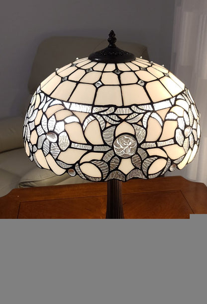 23" Dark Brown Metal Two Light Candlestick Table Lamp With White Shade