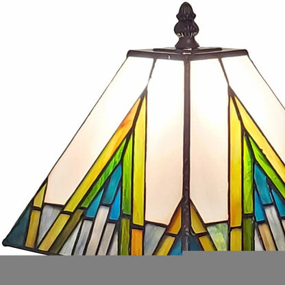 15" Dark Brown Metal Candlestick Table Lamp With Beige Shade