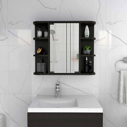 24" Black Wood Floating Bathroom Vanity