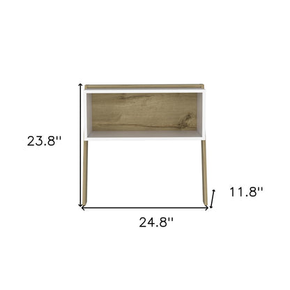 24" White and Oak Faux Wood Nightstand