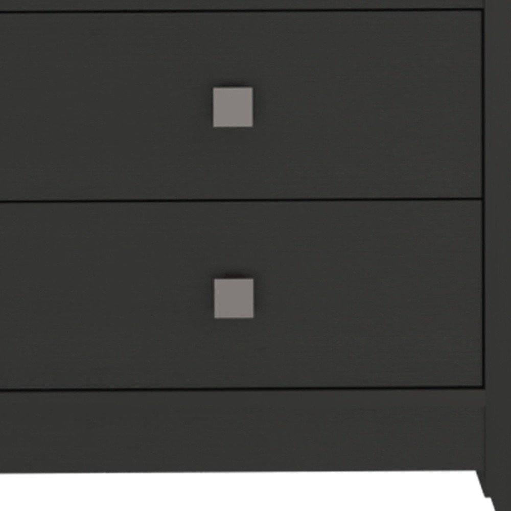 24" Black Wood Two Drawer Nightstand
