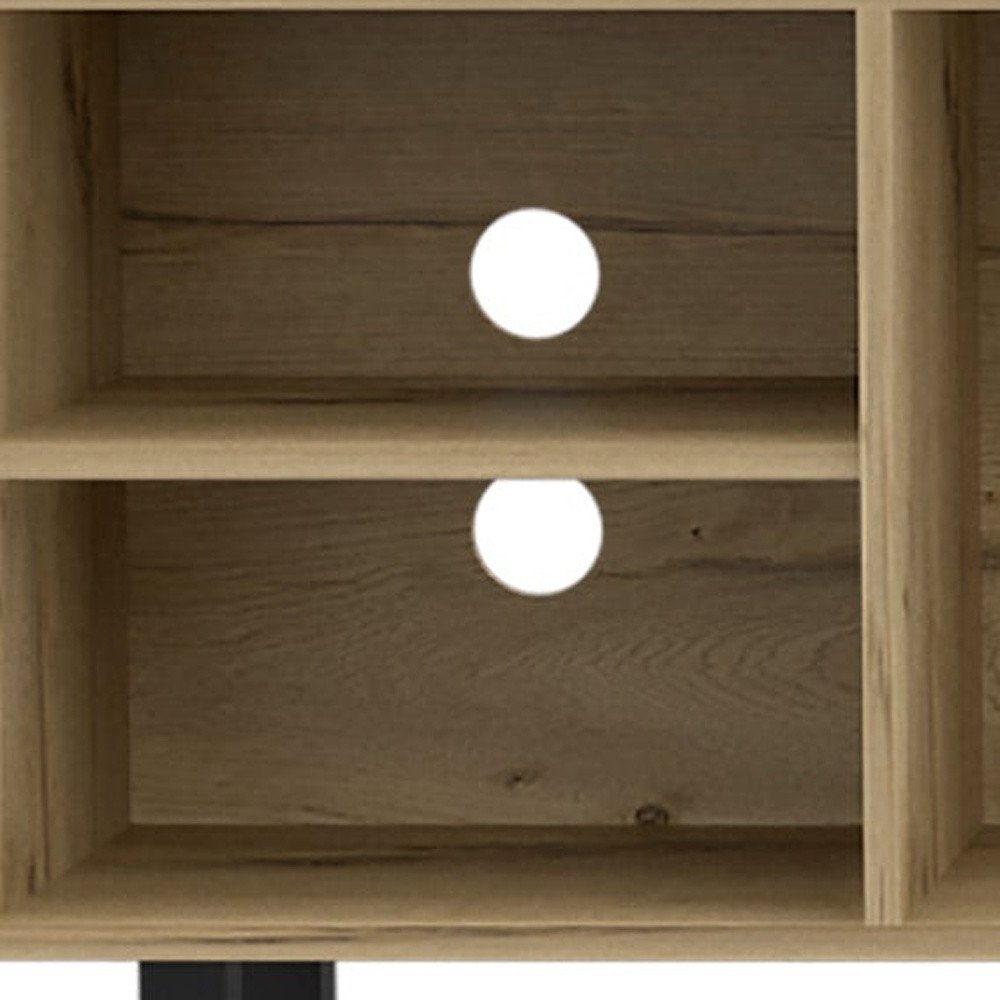 71" Natural Wood Enclosed and Open Storage TV Stand