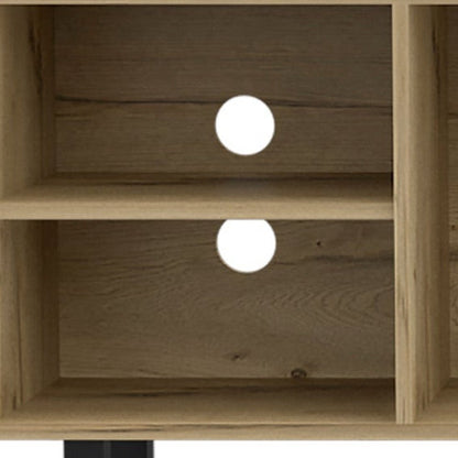 71" Natural Wood Enclosed and Open Storage TV Stand