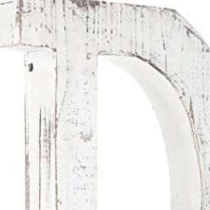16" Distressed White Wash Wooden Initial Letter D Sculpture