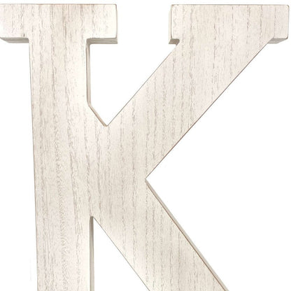 16" White Distressed Wood Letter K Tabletop Sculpture
