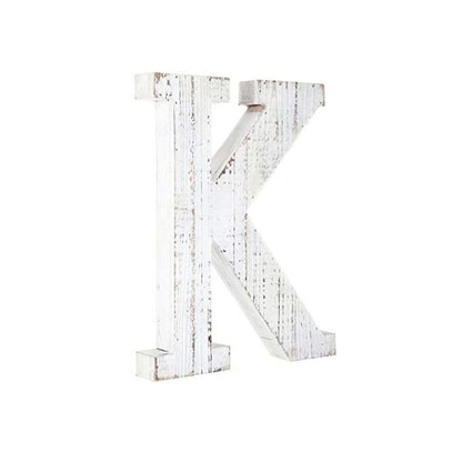 16" White Distressed Wood Letter K Tabletop Sculpture