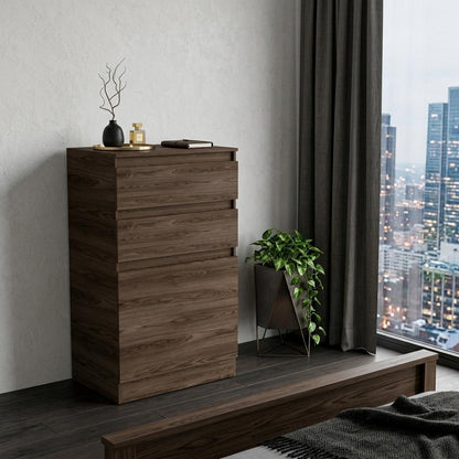 23" Dark Brown Wood Two Drawer Dresser