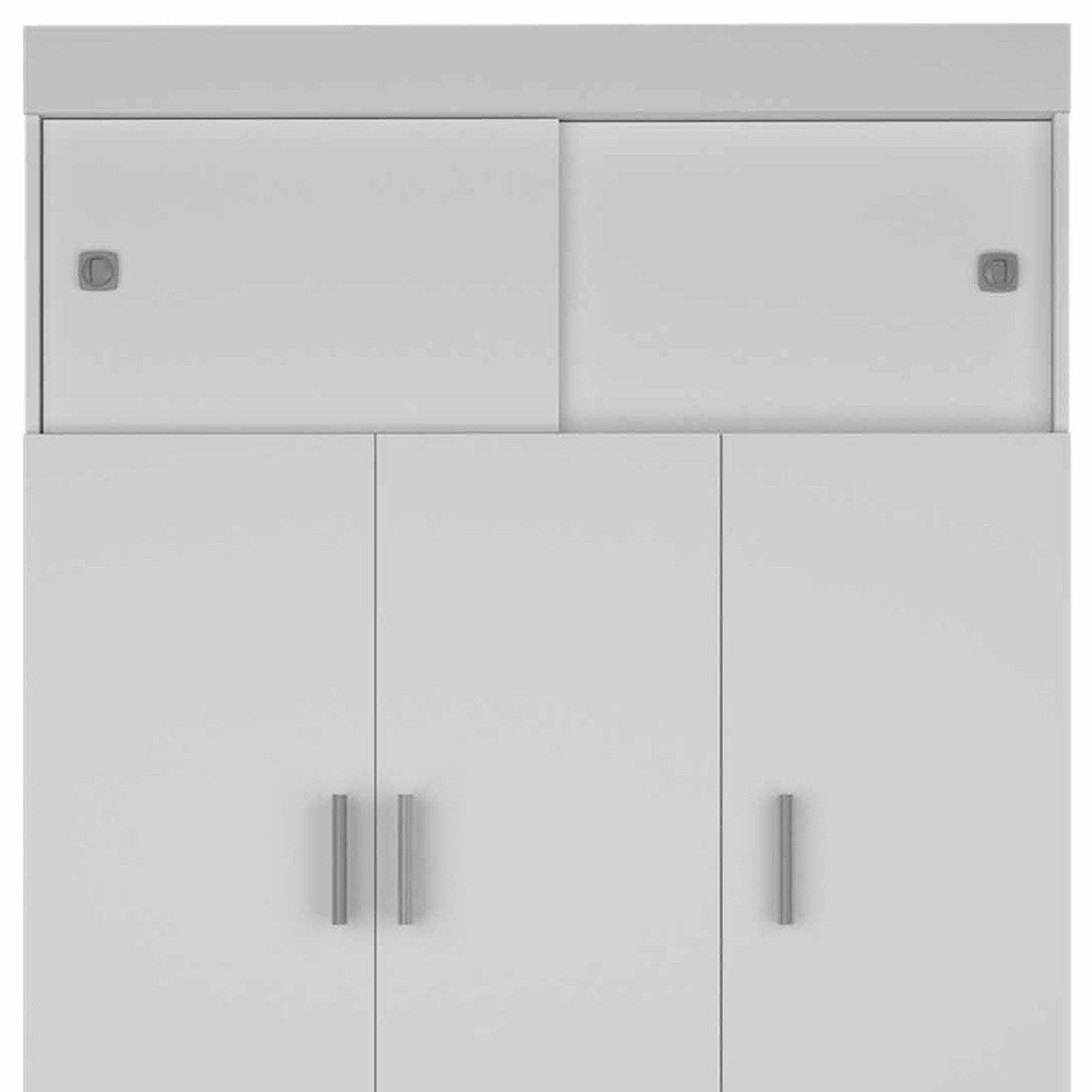73" White Wood And Metal Three Door Two Drawer Combo Dresser