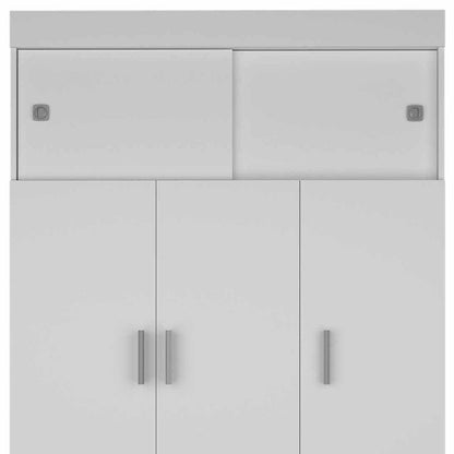 73" White Wood And Metal Three Door Two Drawer Combo Dresser