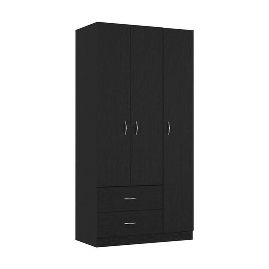 71" Black Wood Two Drawer Combo Dresser