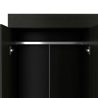 68" Black Wood Four Door Three Drawer Combo Dresser