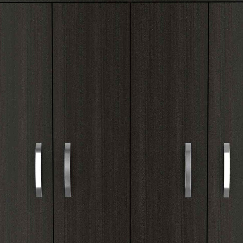 68" Black Wood Four Door Three Drawer Combo Dresser