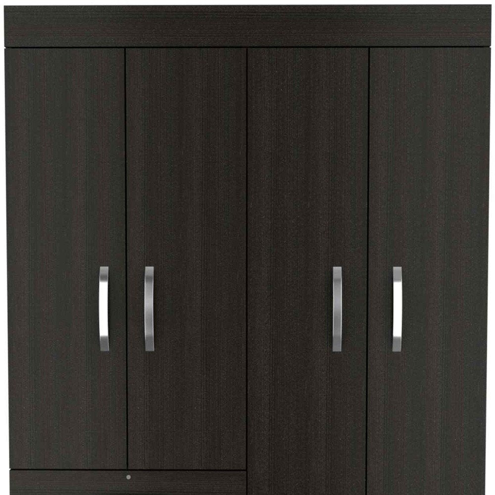 68" Black Wood Four Door Three Drawer Combo Dresser