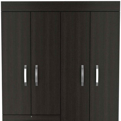 68" Black Wood Four Door Three Drawer Combo Dresser