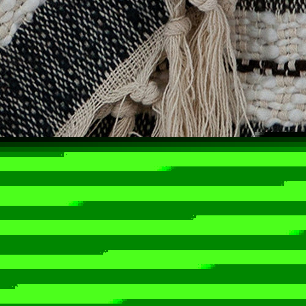 52" X 67" Beige and Black Woven Wool Throw Blanket