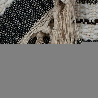 52" X 67" Beige and Black Woven Wool Throw Blanket
