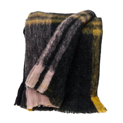 52" X 67" Yellow and Black Woven Acrylic Throw Blanket
