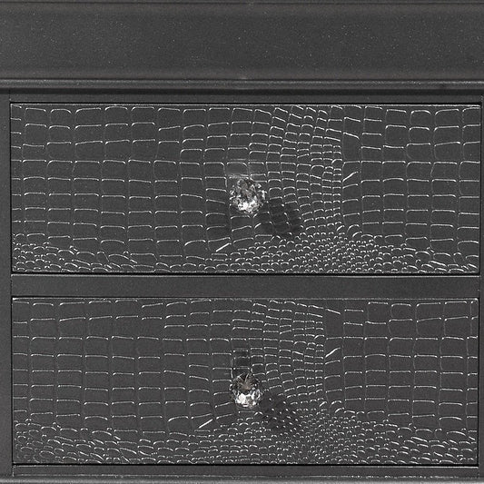 24" Gray Wood Shagreen Two Drawer Nightstand
