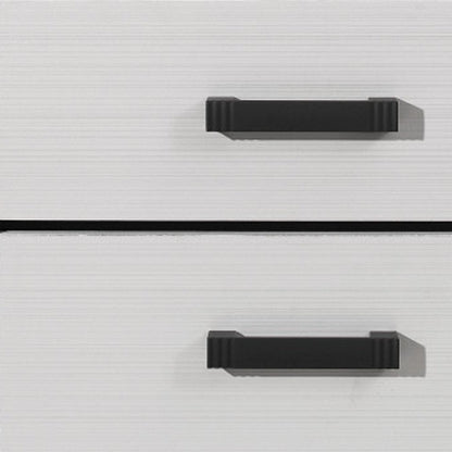 25" White Wood Two Drawer Nightstand