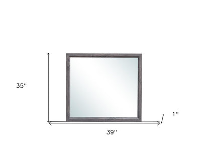 35" Dark Gray Wood Framed Accent Mirror