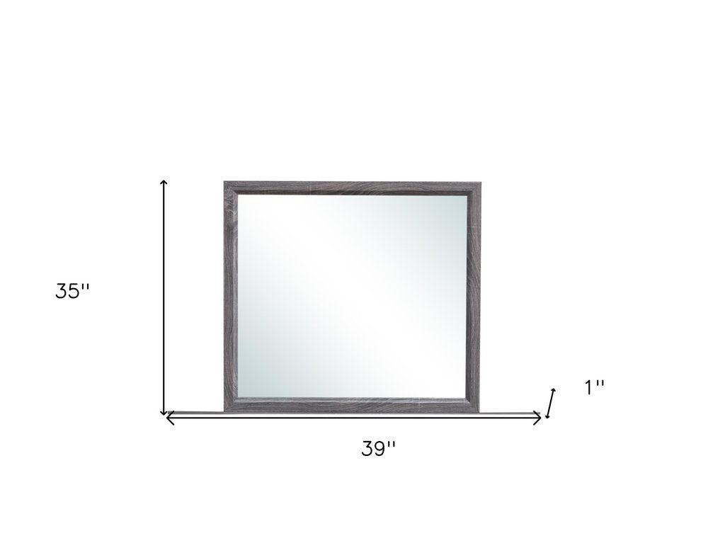 35" Dark Gray Wood Framed Accent Mirror
