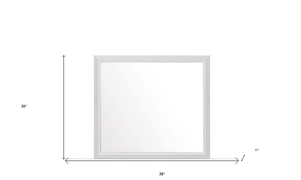 35" White Framed Dresser Mirror