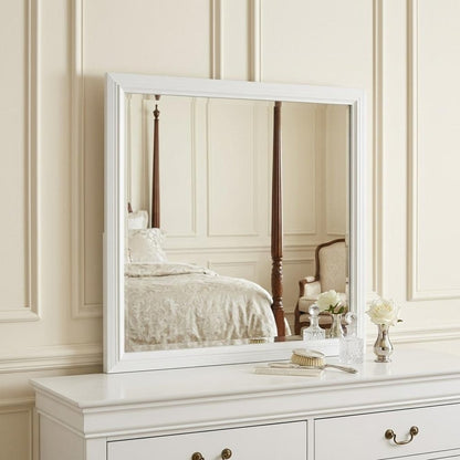 35" White Framed Dresser Mirror