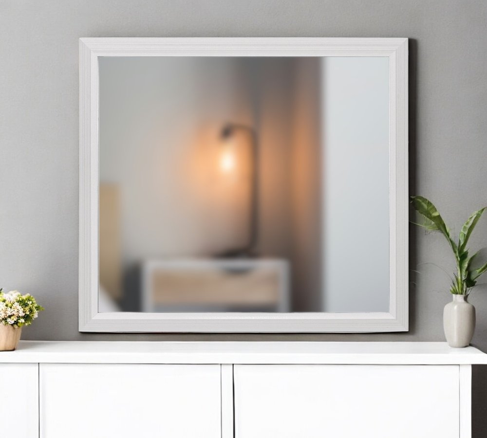 35" White Framed Dresser Mirror