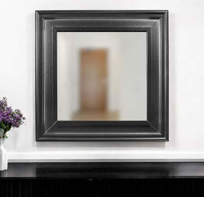 38" Gray Square Wood Framed Accent Mirror