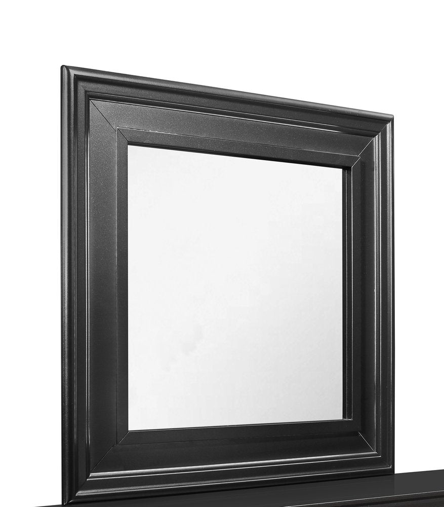 38" Gray Square Wood Framed Accent Mirror