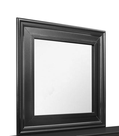 38" Gray Square Wood Framed Accent Mirror