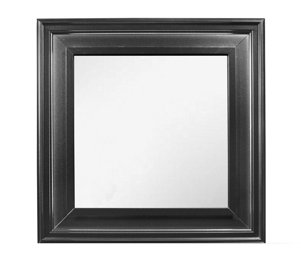 38" Gray Square Wood Framed Accent Mirror
