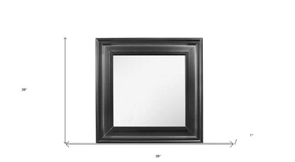 38" Gray Square Wood Framed Accent Mirror