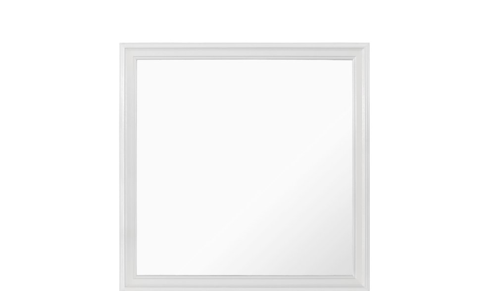 38" White Square Wood Framed Accent Mirror