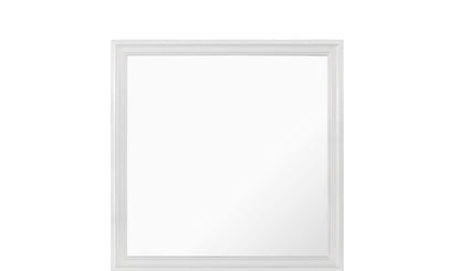38" White Square Wood Framed Accent Mirror