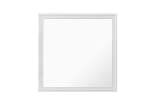 38" White Square Wood Framed Accent Mirror