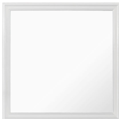 38" White Square Wood Framed Accent Mirror