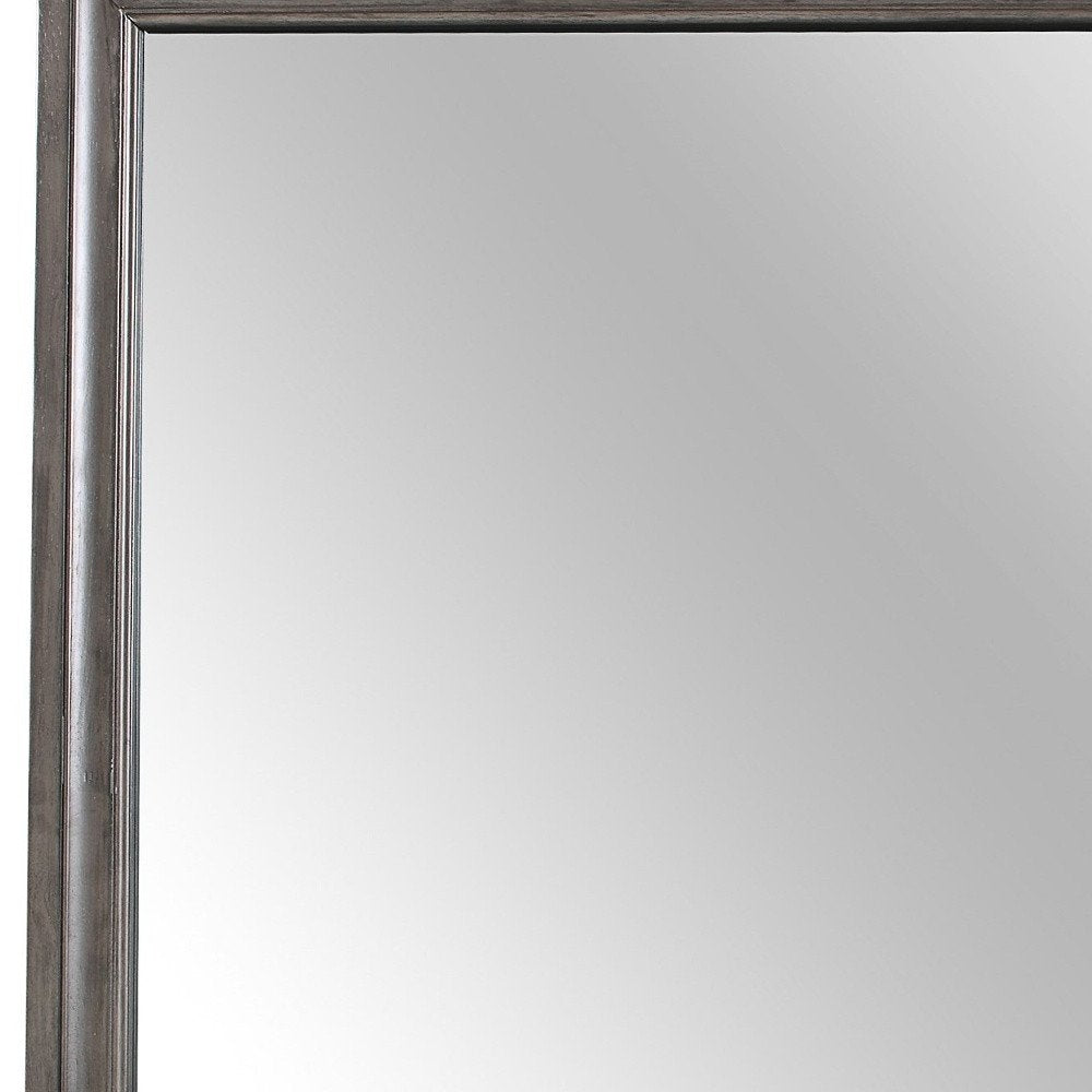 37" Gray Wood Framed Accent Mirror