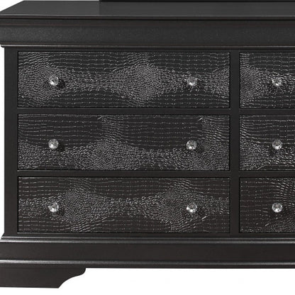 58" Gray Solid Wood Six Drawer Double Dresser