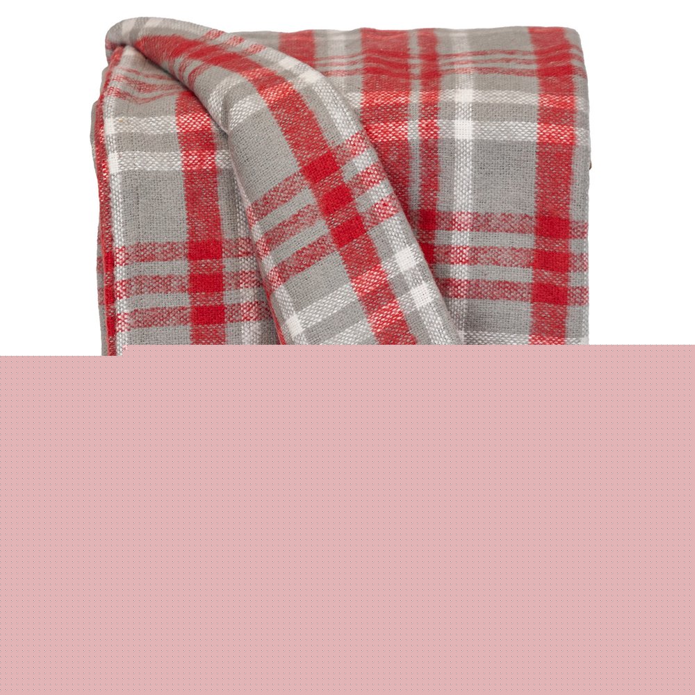 Red Woven Cotton Plaid Throw Blanket