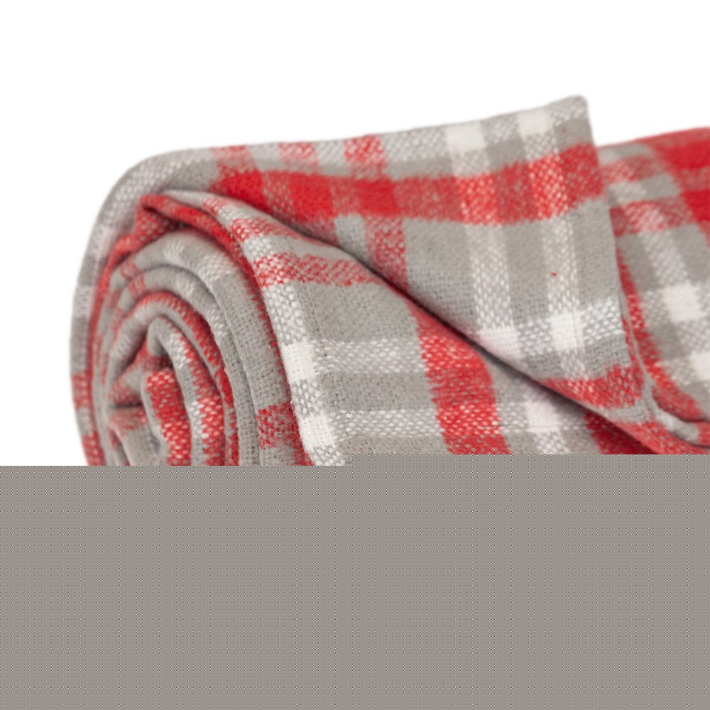 Red Woven Cotton Plaid Throw Blanket