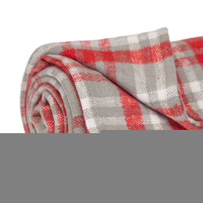 Red Woven Cotton Plaid Throw Blanket