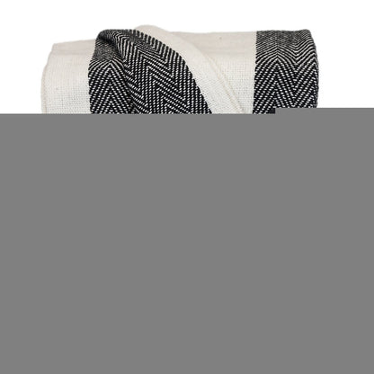Black and White Woven Cotton Striped Throw Blanket
