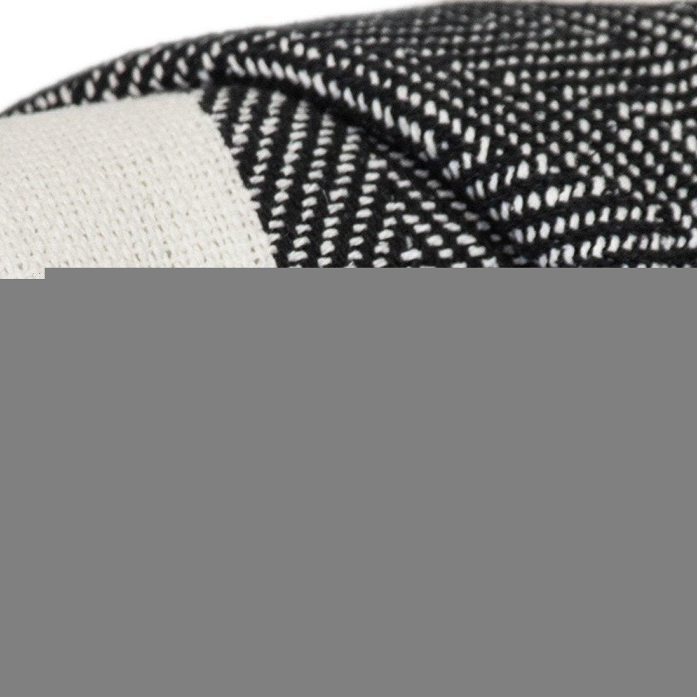 Black and White Woven Cotton Striped Throw Blanket