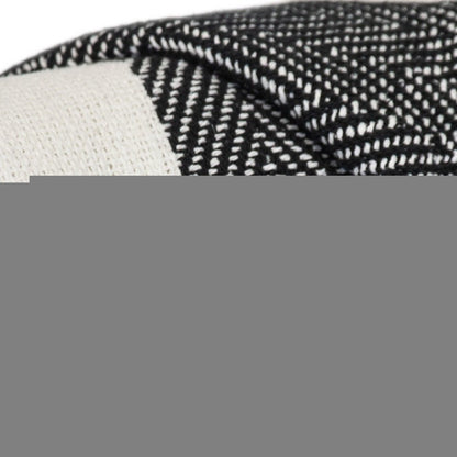 Black and White Woven Cotton Striped Throw Blanket