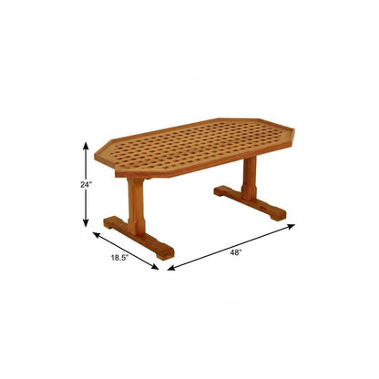 19" Brown Solid Teak Wood Hexagonal Coffee Table