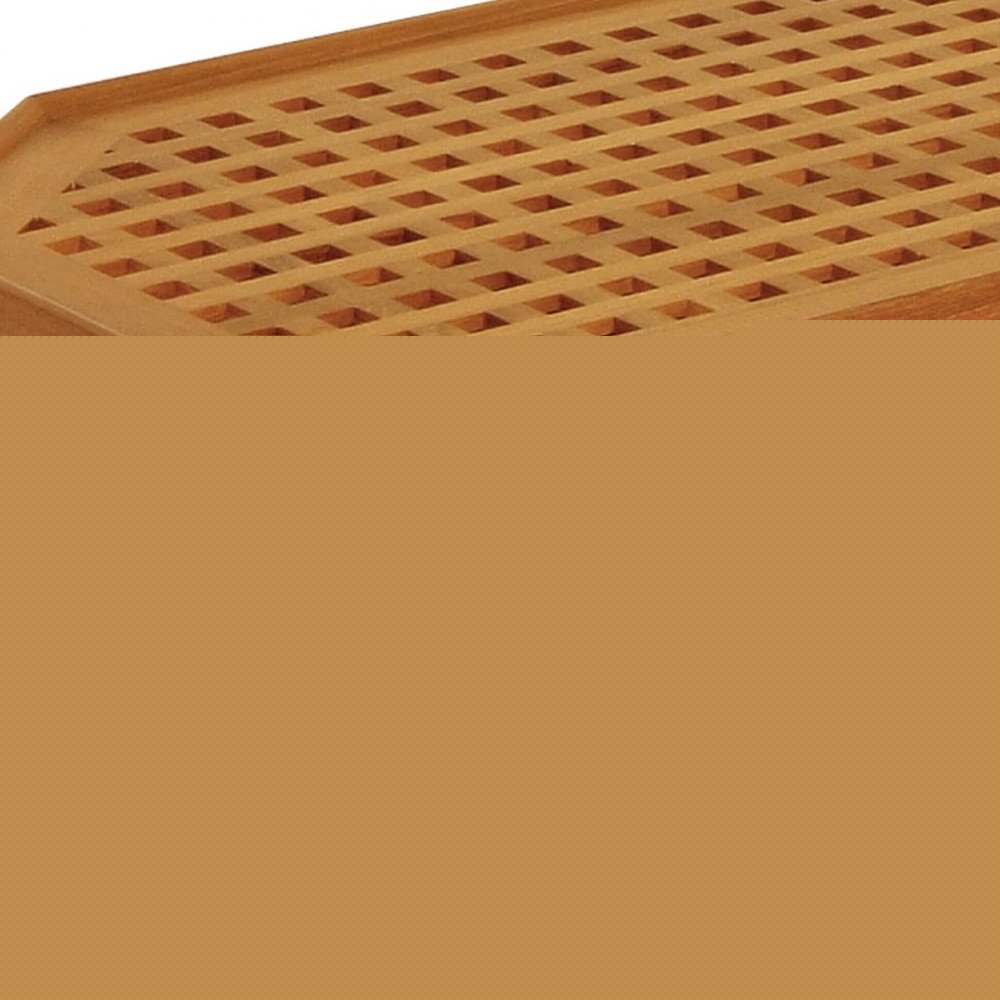 19" Brown Solid Teak Wood Hexagonal Coffee Table